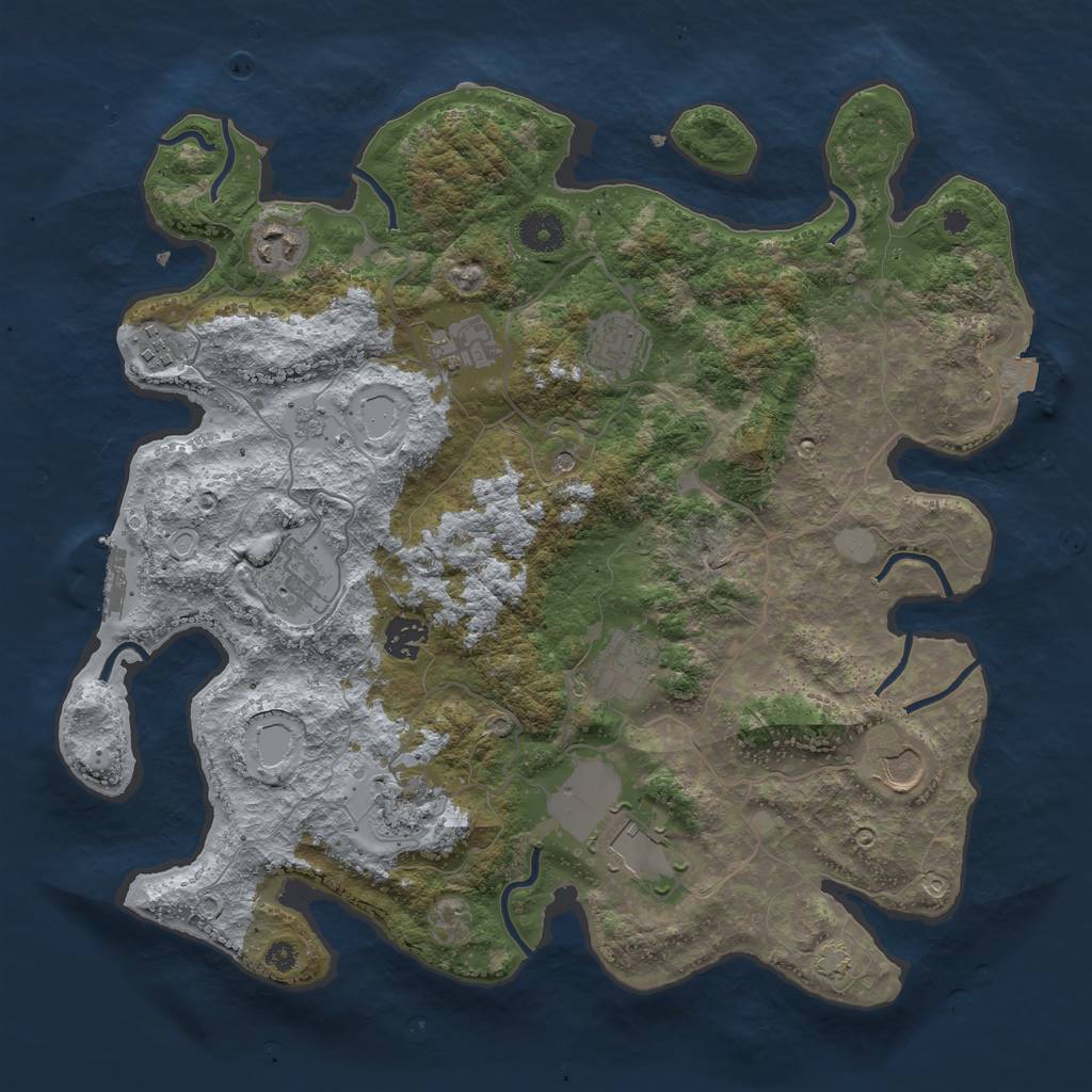 Rust Map: Procedural Map, Size: 3750, Seed: 1450533849, 17 Monuments