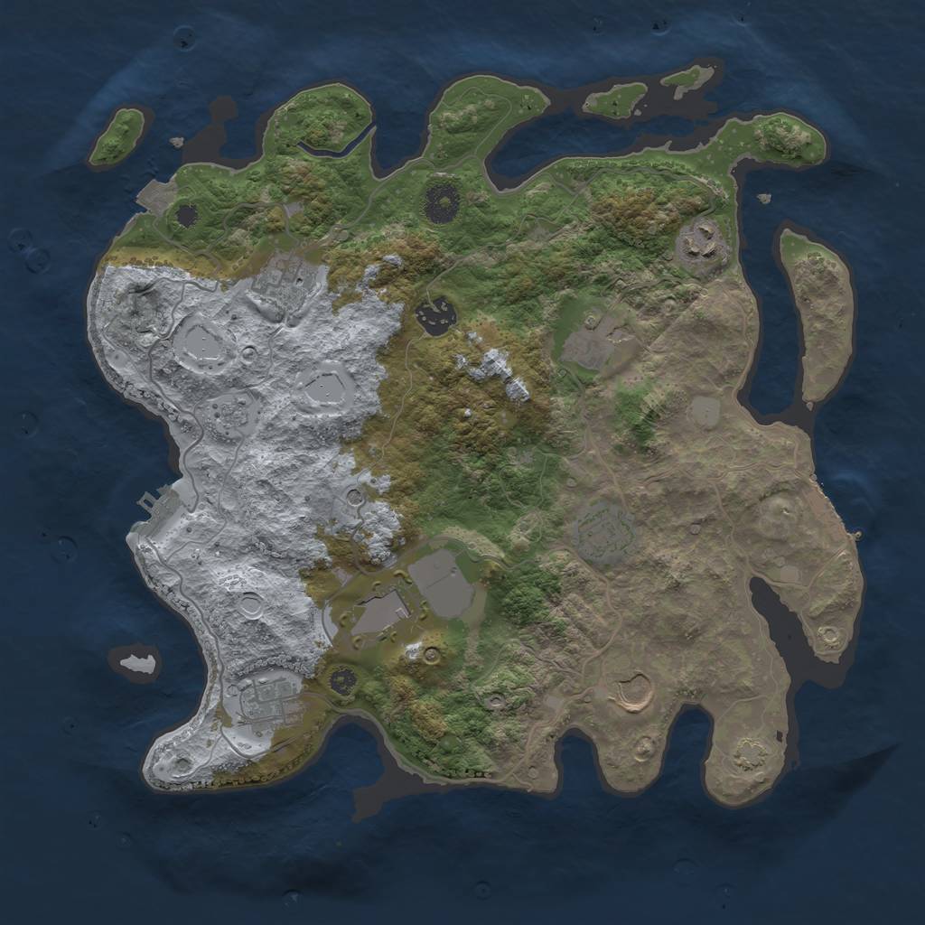 Rust Map: Procedural Map, Size: 3600, Seed: 44665, 16 Monuments