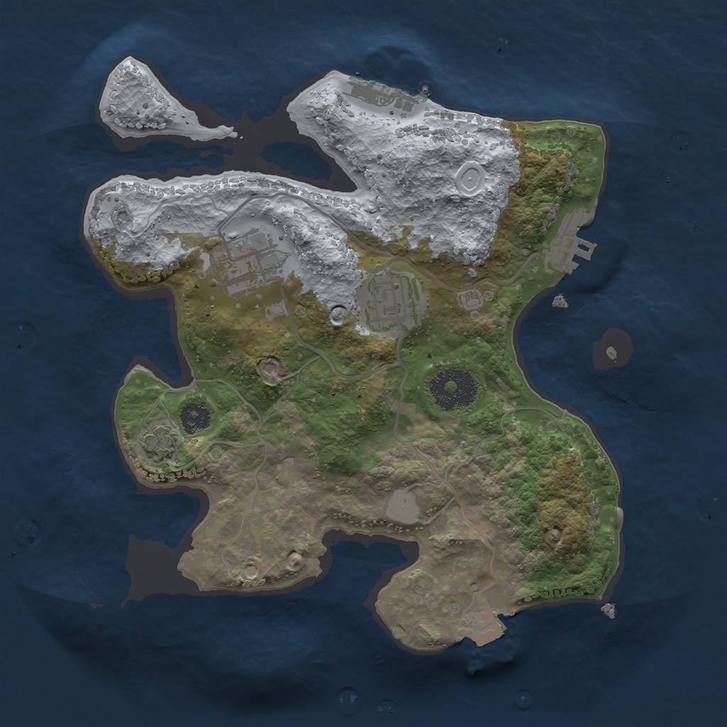 Rust Map: Procedural Map, Size: 2500, Seed: 3928787, 8 Monuments