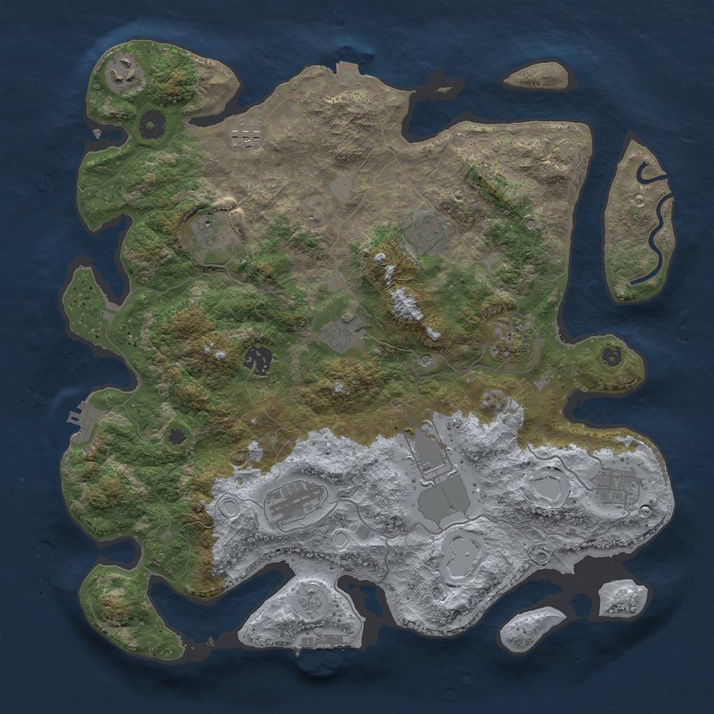 Rust Map: Procedural Map, Size: 3750, Seed: 82921116, 18 Monuments