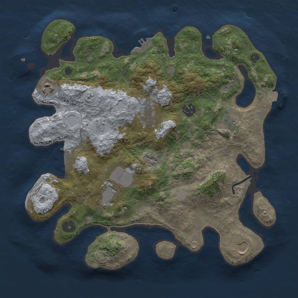 Rust Map: Procedural Map, Size: 3500, Seed: 721755605, 14 Monuments