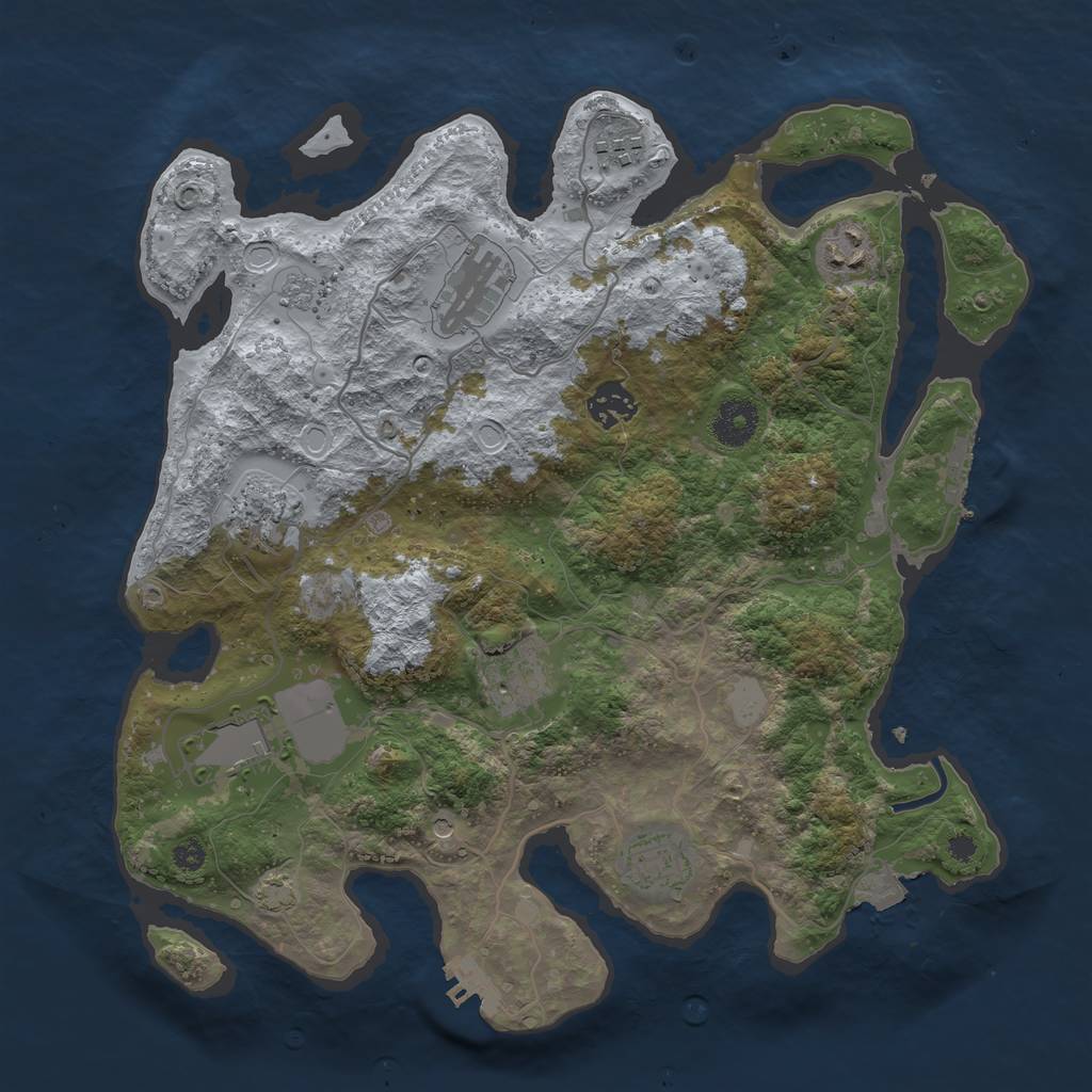 Rust Map: Procedural Map, Size: 3500, Seed: 1473888041, 16 Monuments