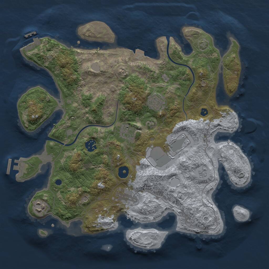 Rust Map: Procedural Map, Size: 3500, Seed: 1278610600, 12 Monuments