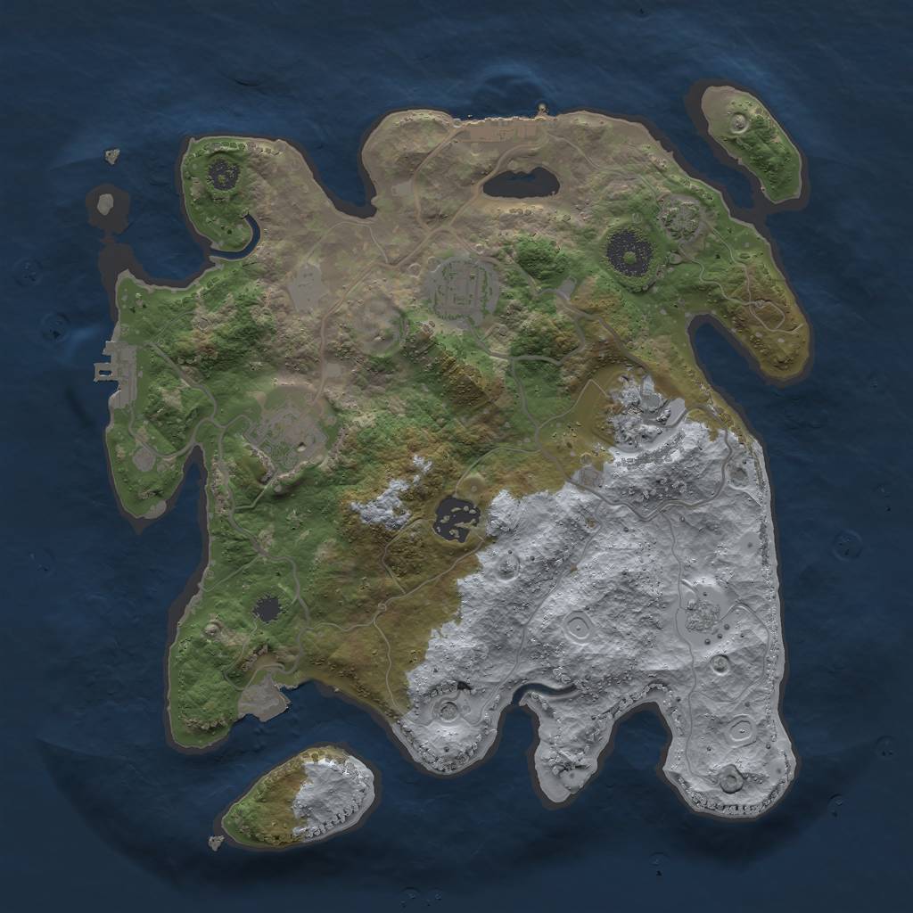 Rust Map: Procedural Map, Size: 3000, Seed: 762163, 12 Monuments