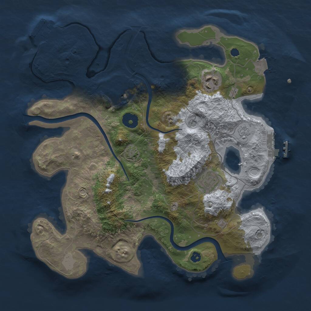Rust Map: Procedural Map, Size: 3000, Seed: 24680, 9 Monuments