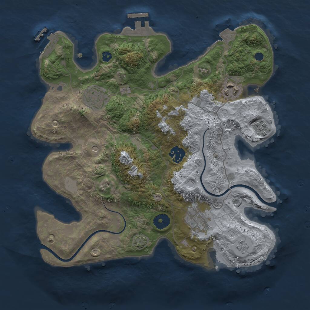 Rust Map: Procedural Map, Size: 3000, Seed: 1298642347, 11 Monuments
