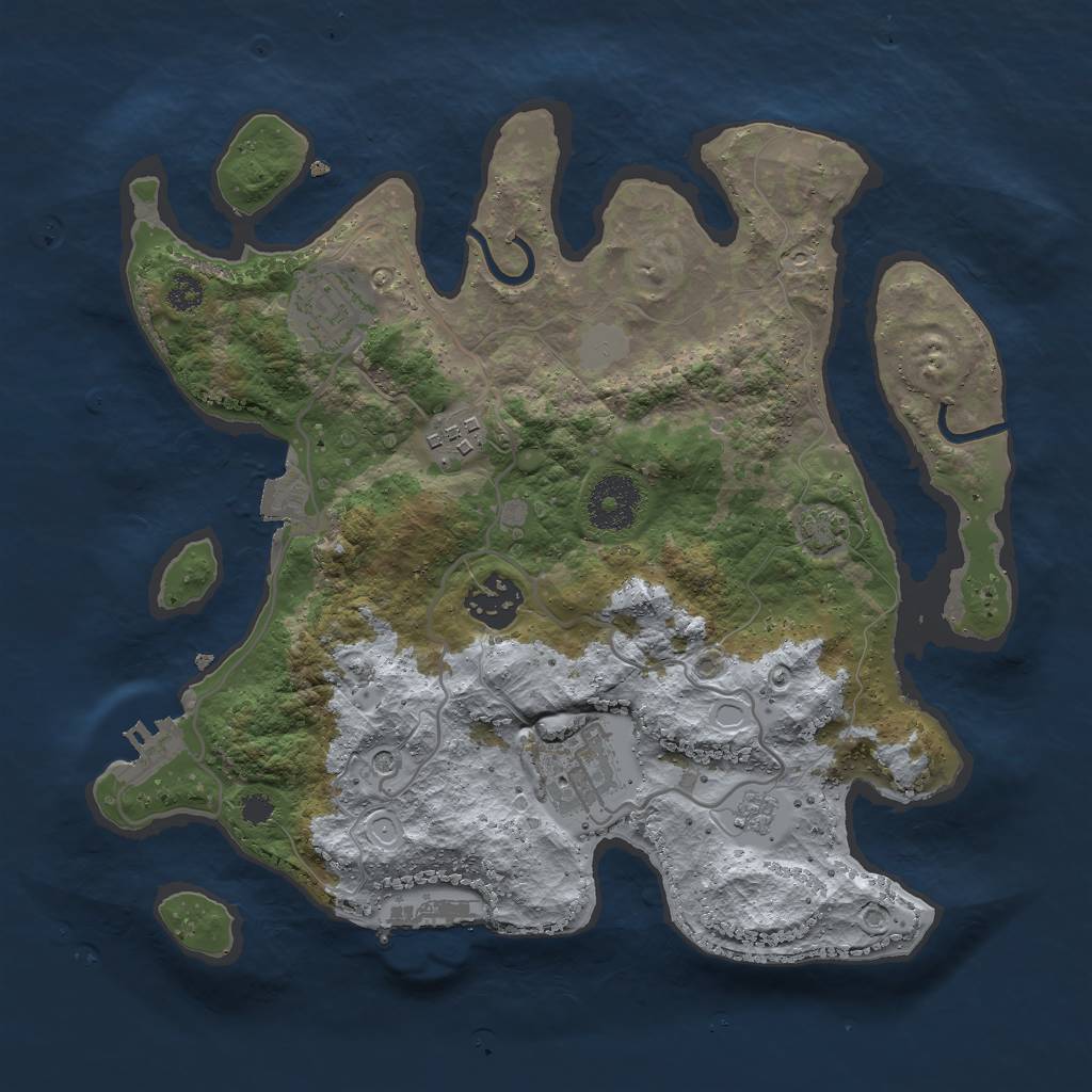 Rust Map: Procedural Map, Size: 3000, Seed: 7645281, 12 Monuments
