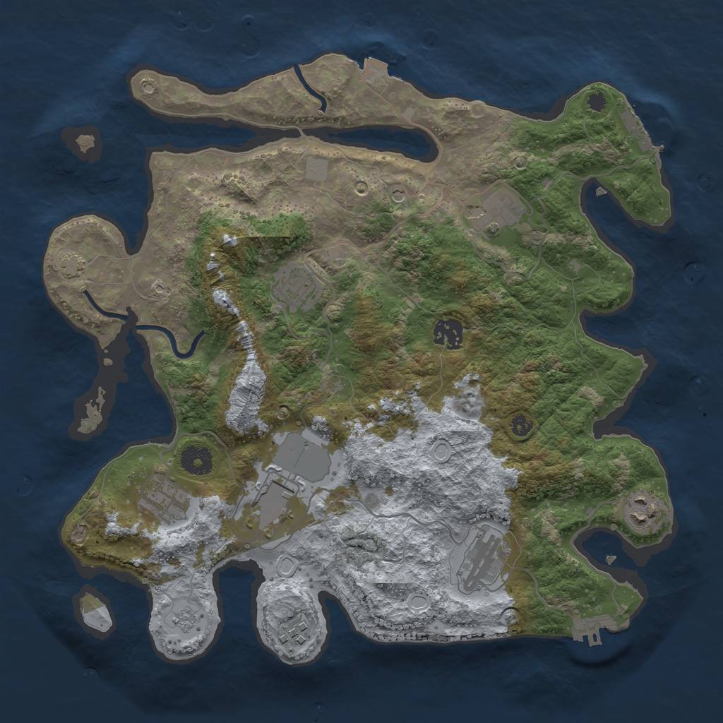 Rust Map: Procedural Map, Size: 3500, Seed: 707610128, 16 Monuments
