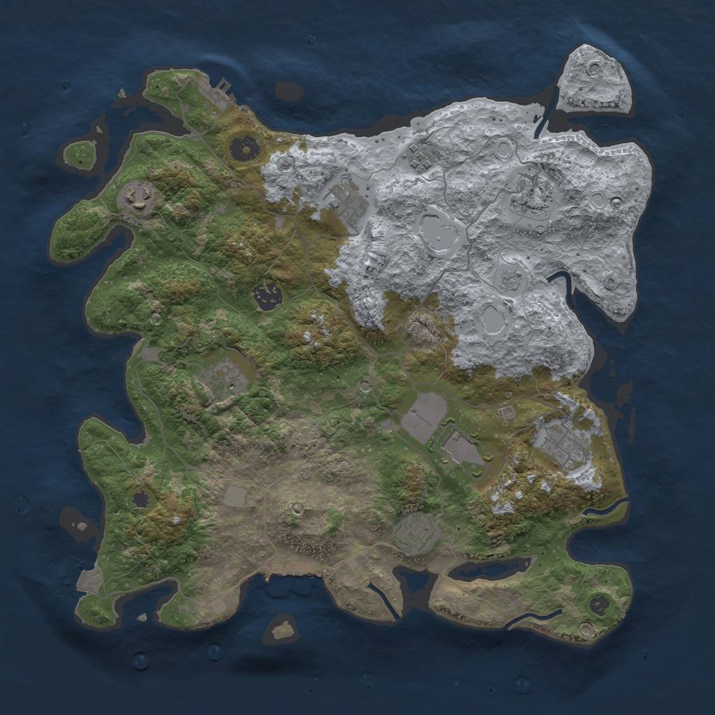 Rust Map: Procedural Map, Size: 3800, Seed: 1458093517, 17 Monuments