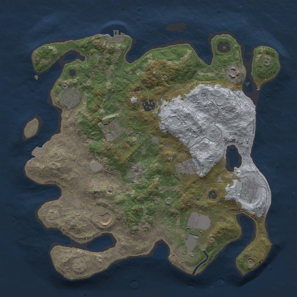 Rust Map: Procedural Map, Size: 3500, Seed: 730840709, 15 Monuments