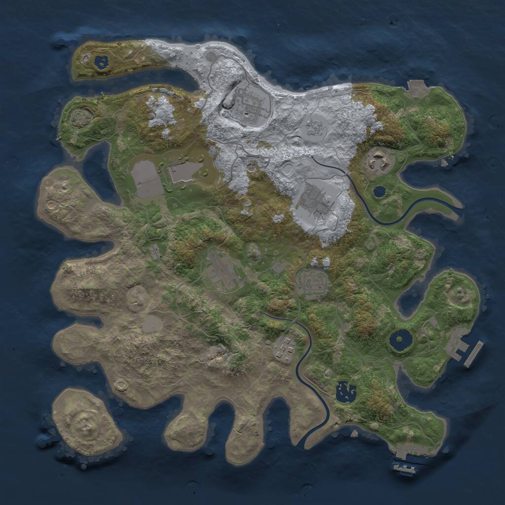 Rust Map: Procedural Map, Size: 3500, Seed: 1392849417, 14 Monuments