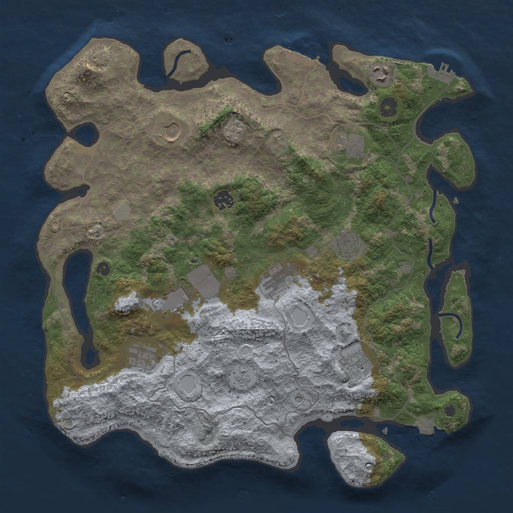 Rust Map: Procedural Map, Size: 4000, Seed: 19745, 18 Monuments