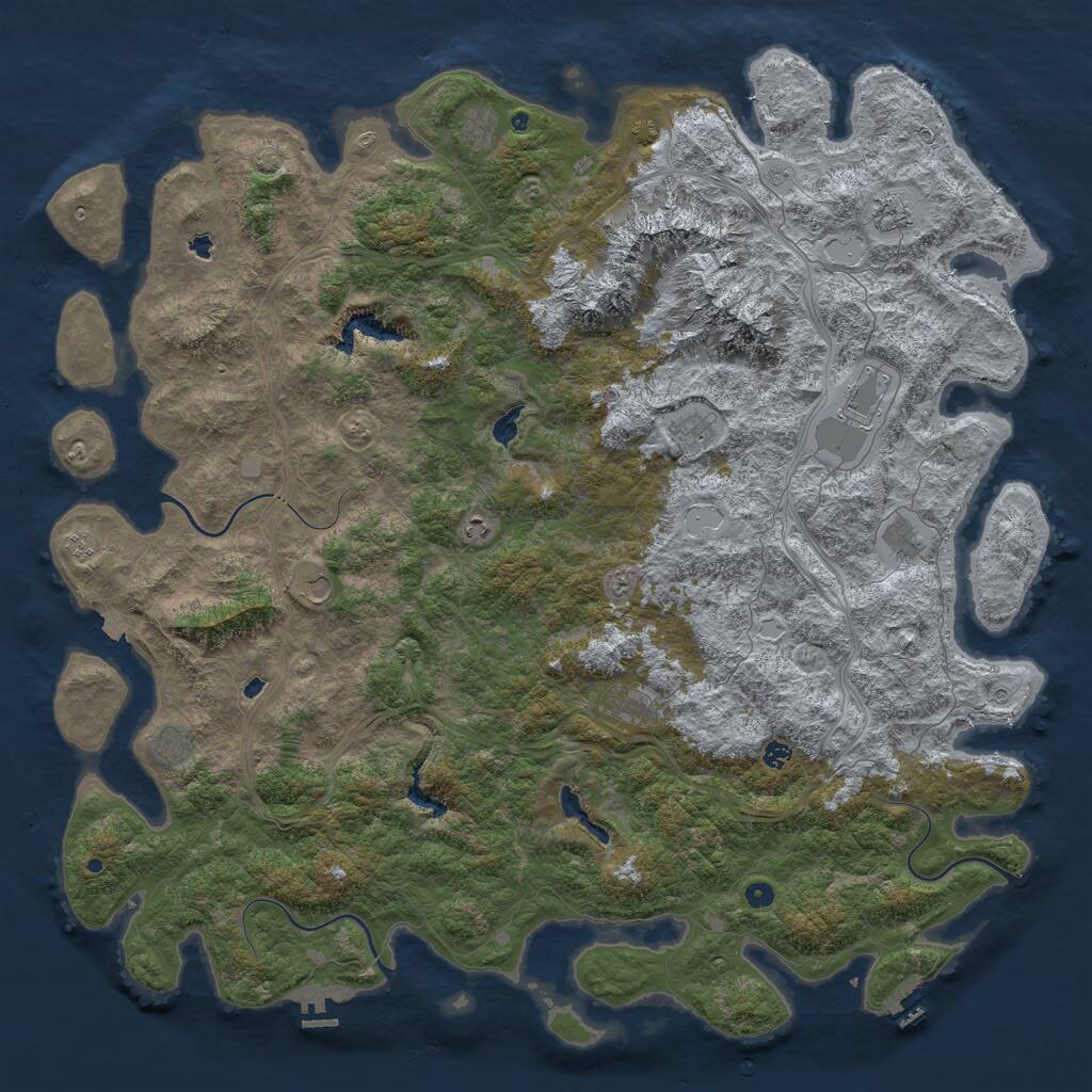 Rust Map: Procedural Map, Size: 6000, Seed: 762512, 17 Monuments