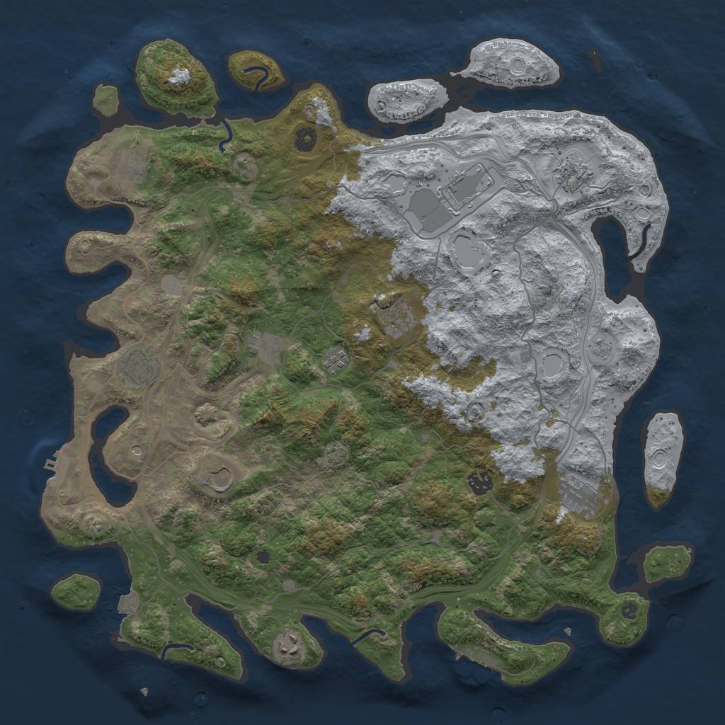 Rust Map: Procedural Map, Size: 4500, Seed: 946134261, 19 Monuments