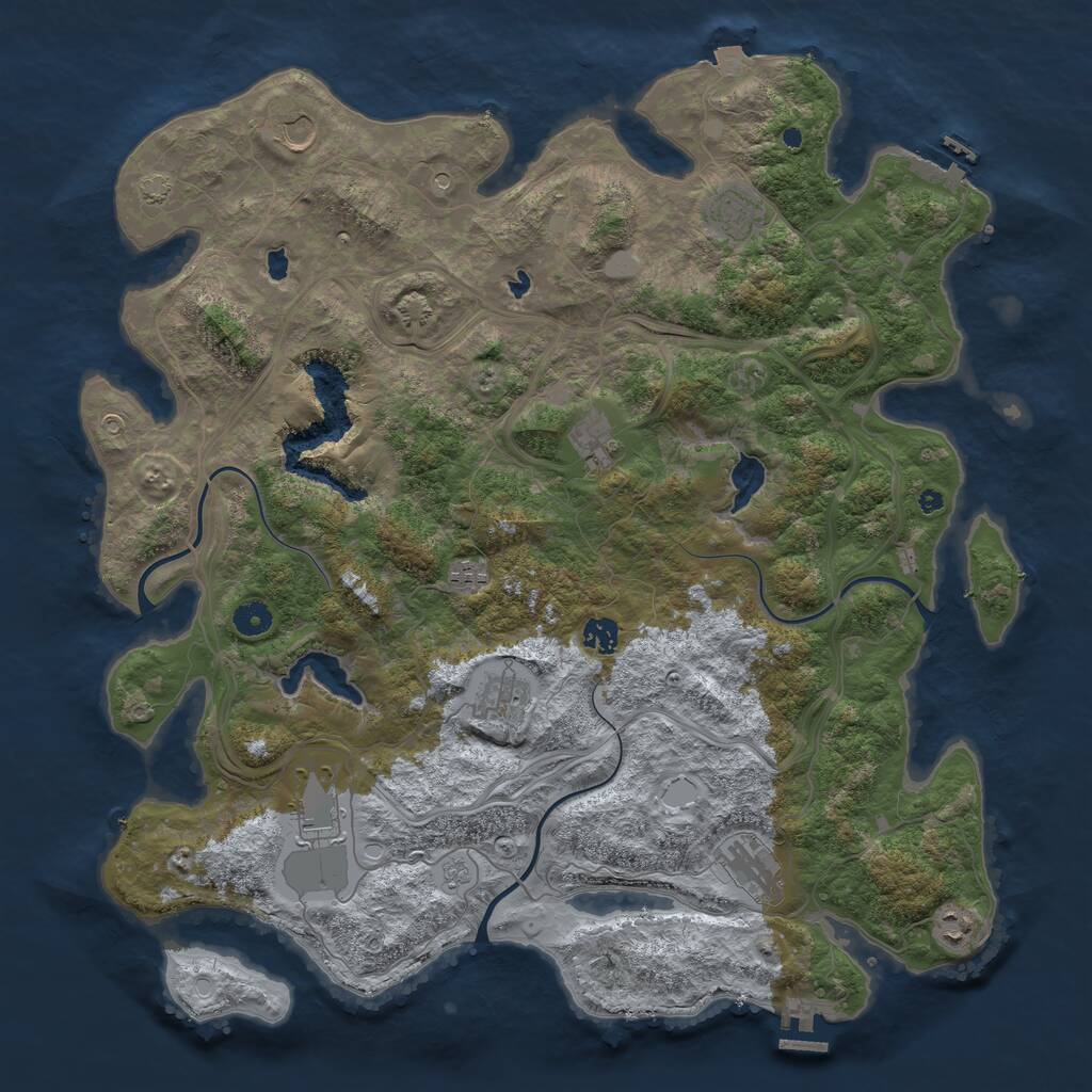 Rust Map: Procedural Map, Size: 4500, Seed: 1491326589, 15 Monuments
