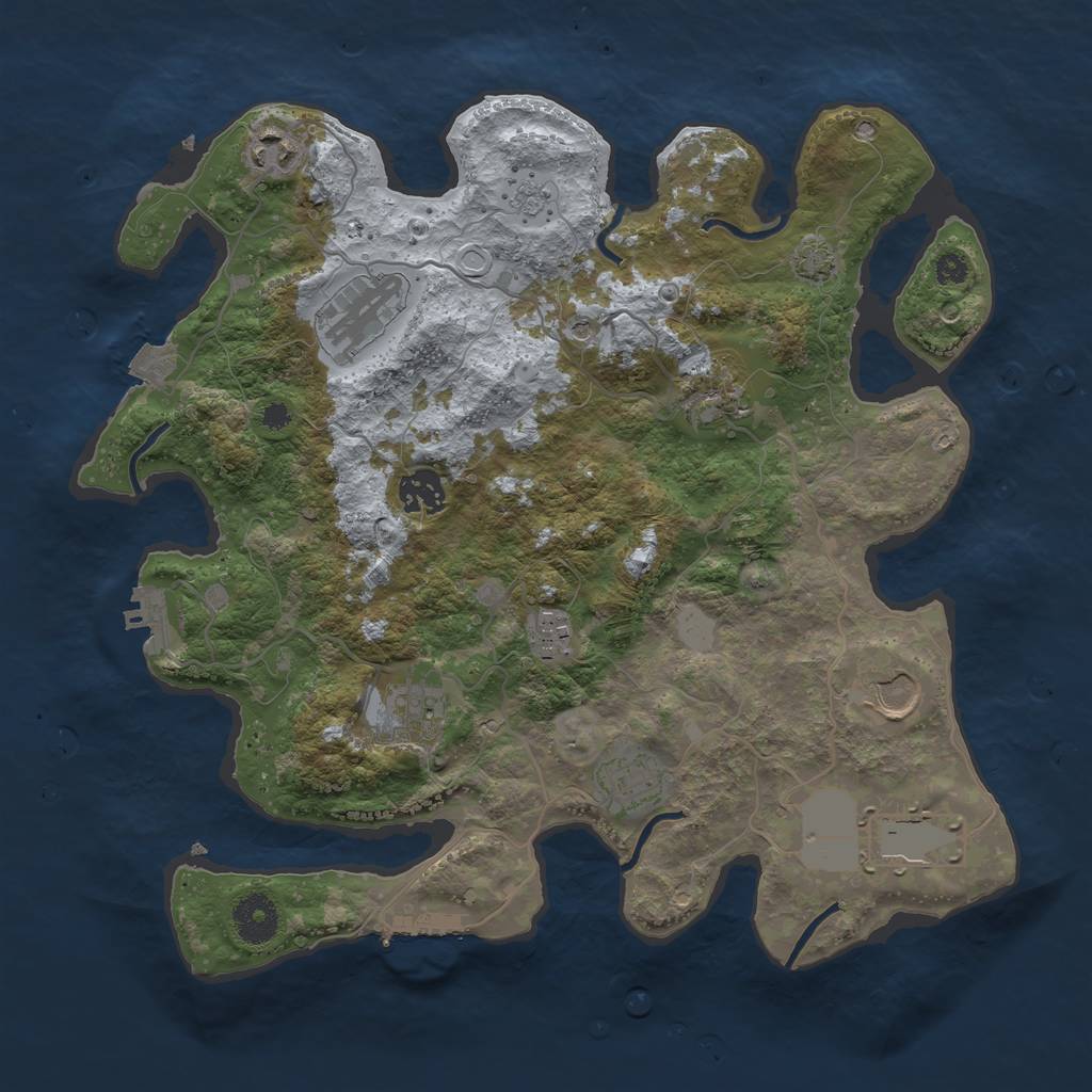 Rust Map: Procedural Map, Size: 3500, Seed: 87988968, 17 Monuments