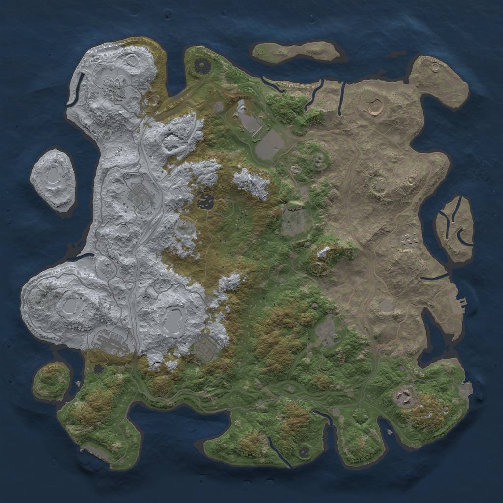 Rust Map: Procedural Map, Size: 4500, Seed: 1194855351, 19 Monuments