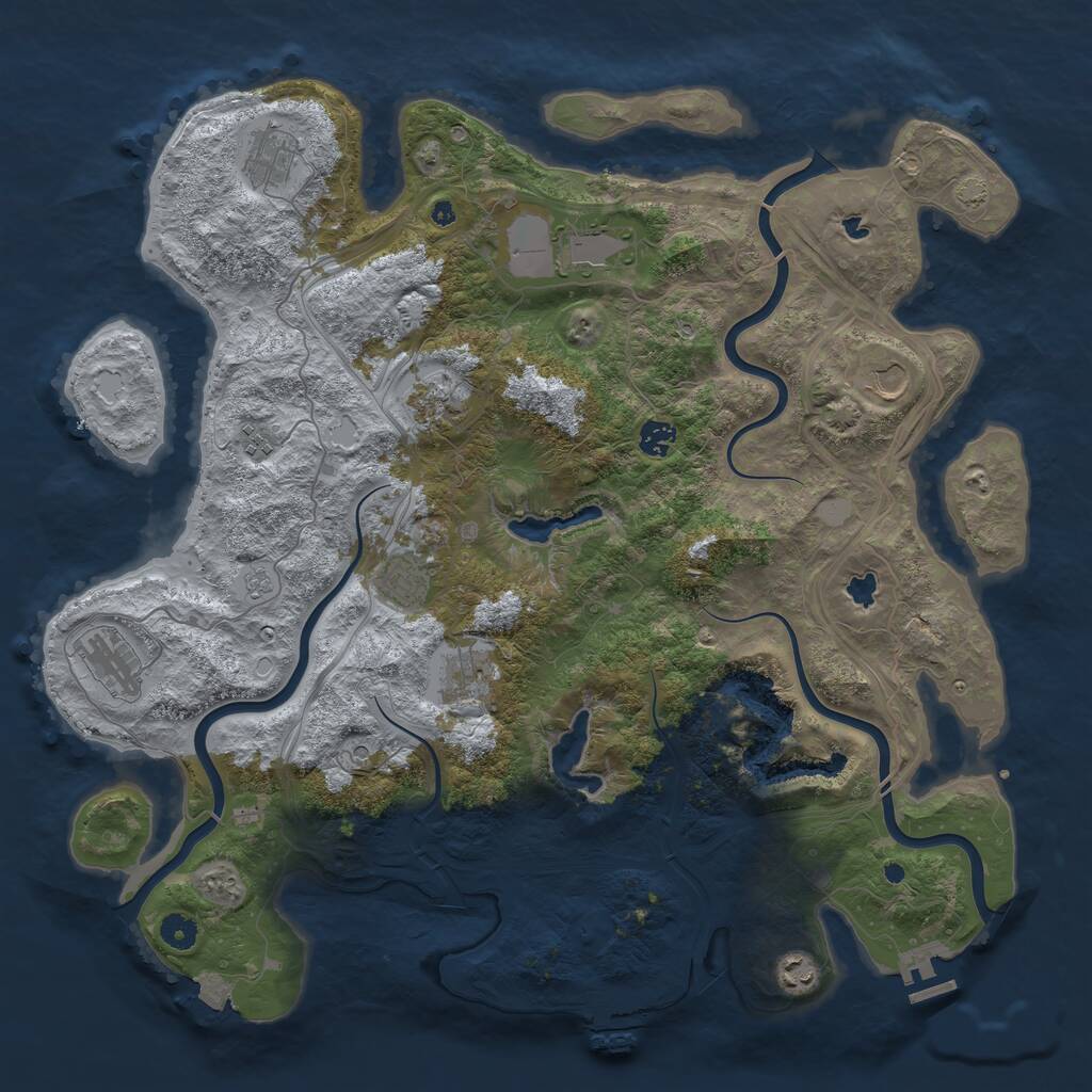 Rust Map: Procedural Map, Size: 4500, Seed: 1194855351, 16 Monuments