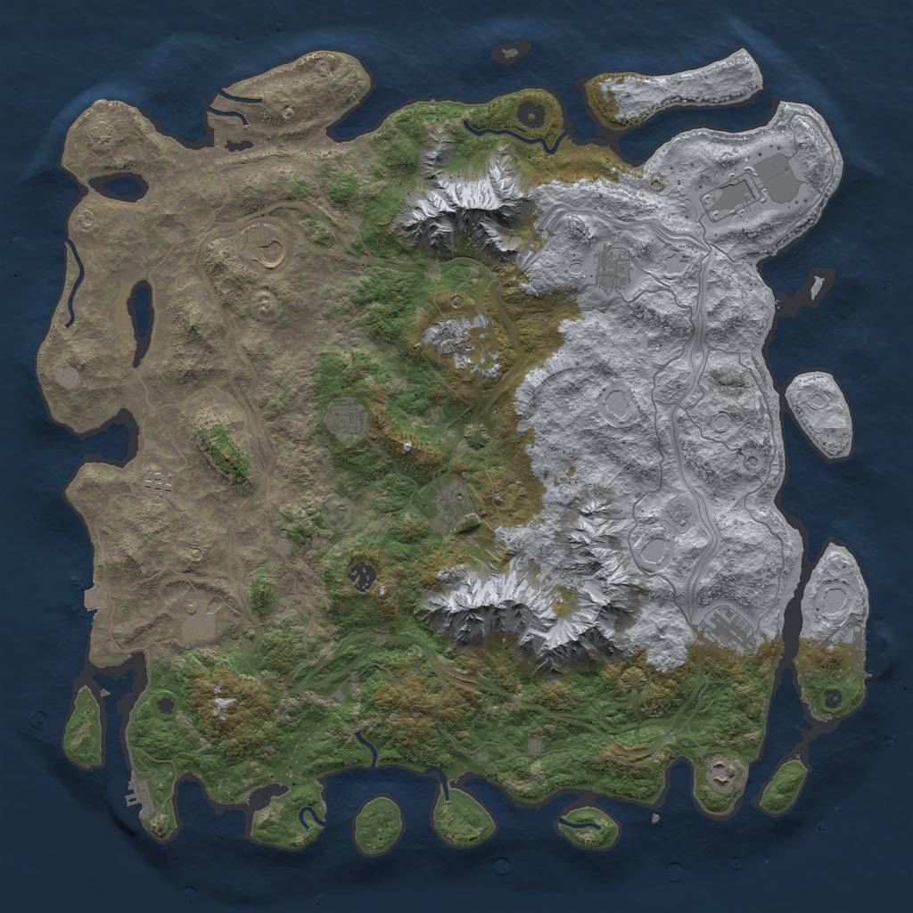 Rust Map: Procedural Map, Size: 5000, Seed: 1735467170, 19 Monuments