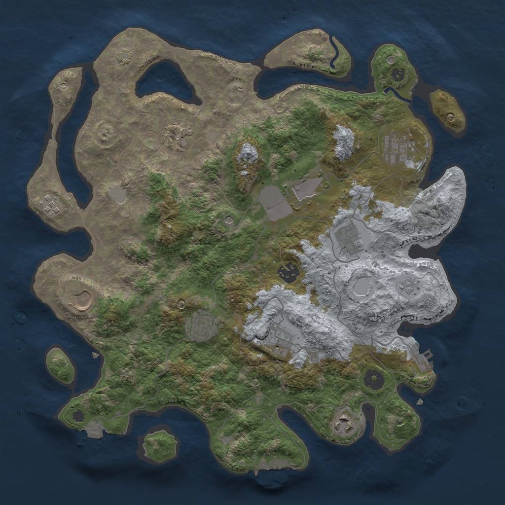 Rust Map: Procedural Map, Size: 3750, Seed: 10164956, 18 Monuments