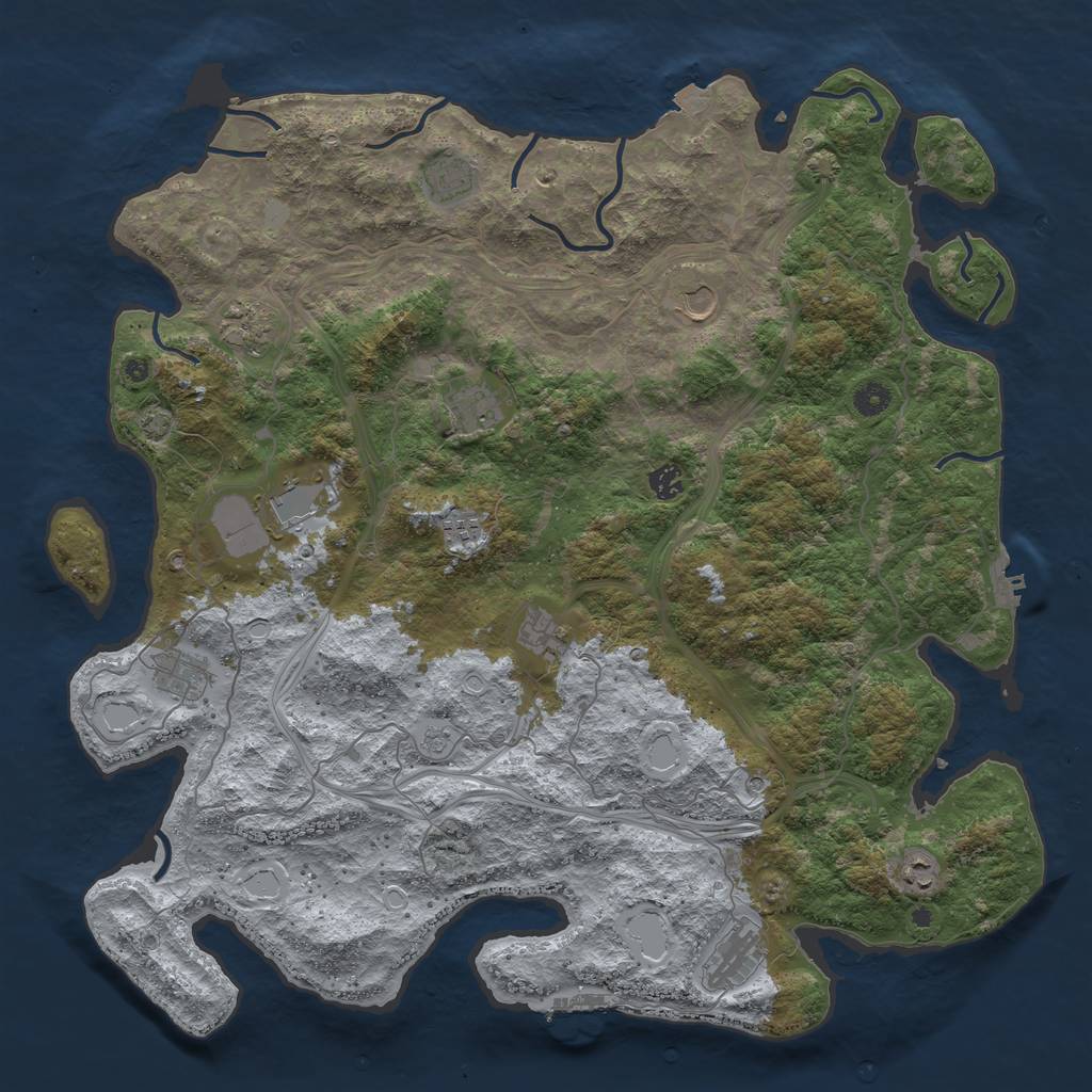 Rust Map: Procedural Map, Size: 4666, Seed: 2147483647, 19 Monuments