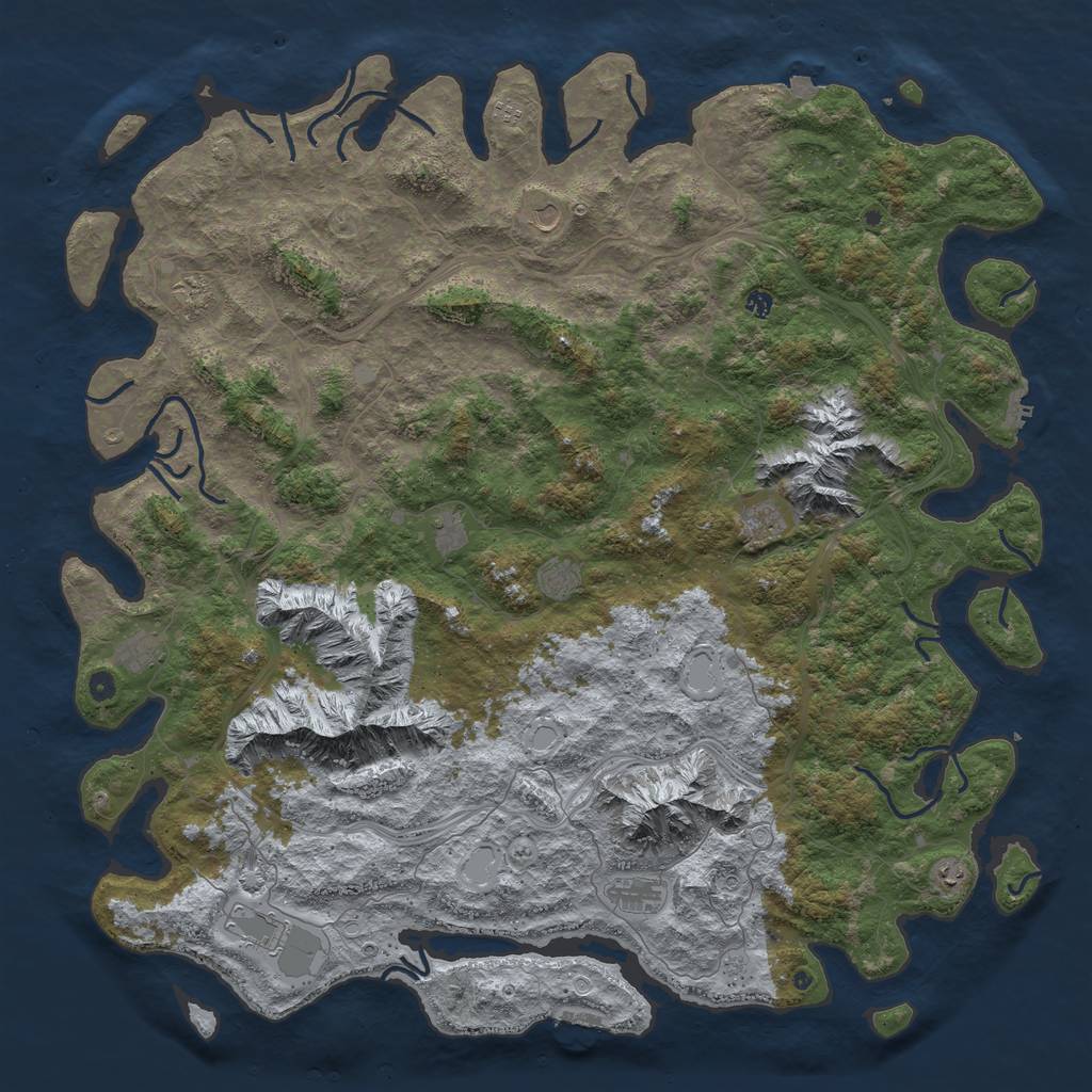 Rust Map: Procedural Map, Size: 6000, Seed: 1491326589, 19 Monuments
