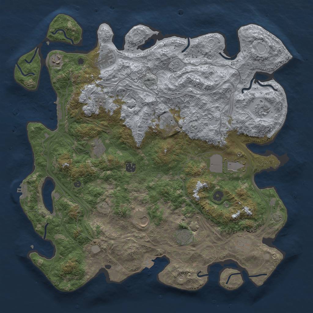 Rust Map: Procedural Map, Size: 4500, Seed: 1351258487, 19 Monuments