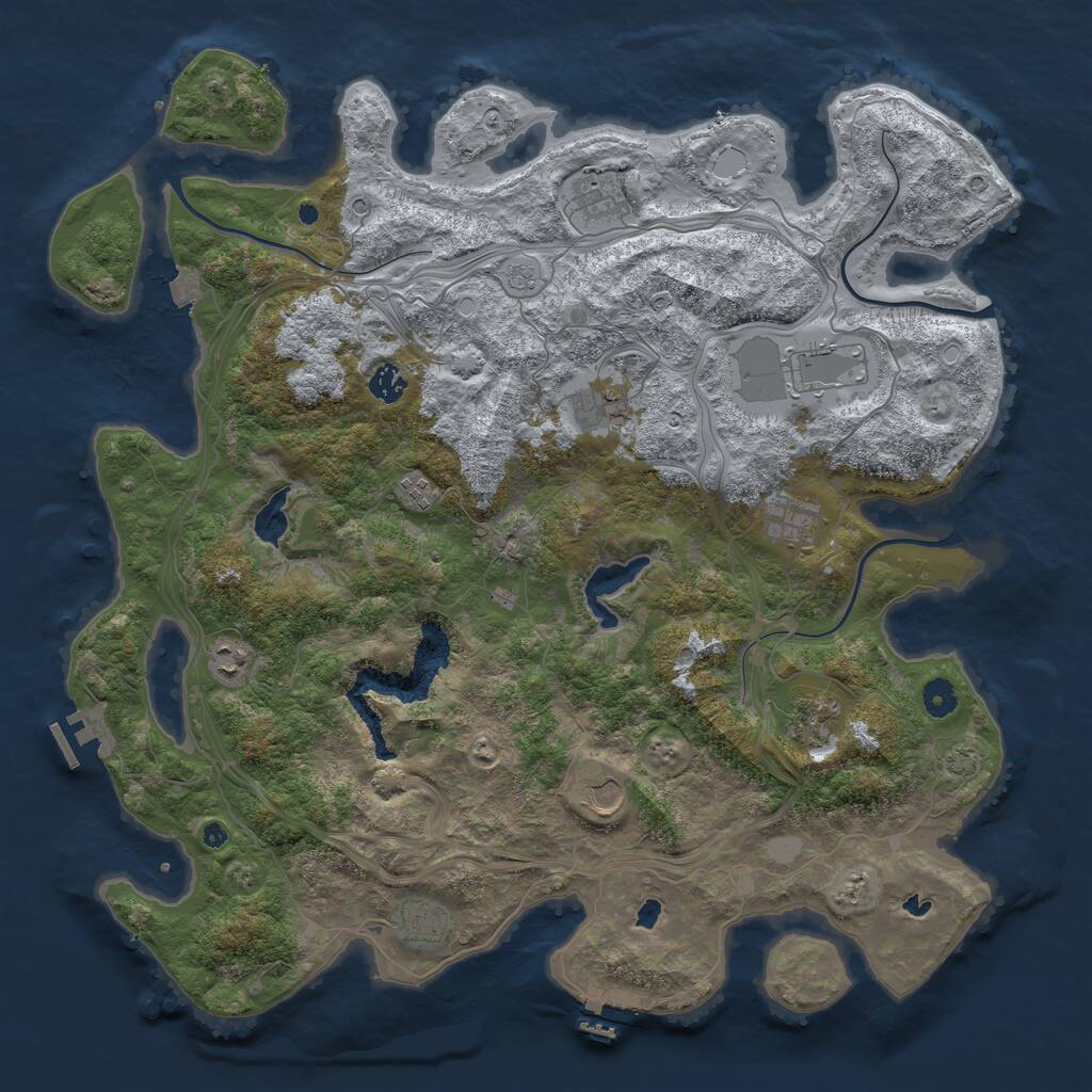 Rust Map: Procedural Map, Size: 4500, Seed: 1351258487, 16 Monuments