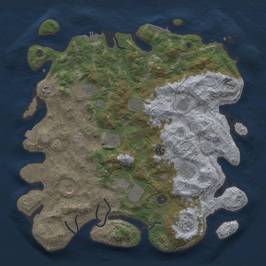 Rust Map: Procedural Map, Size: 4100, Seed: 54666, 19 Monuments