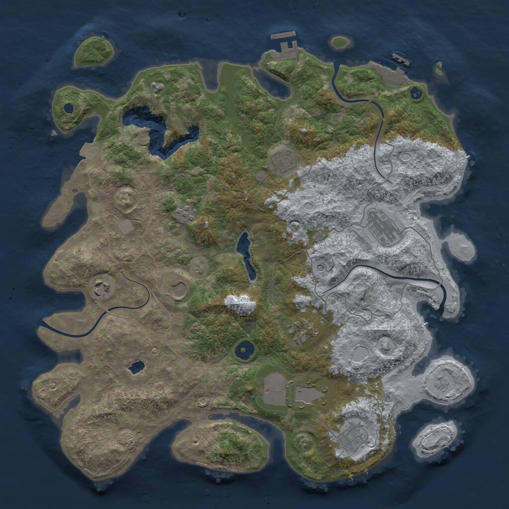 Rust Map: Procedural Map, Size: 4100, Seed: 54666, 14 Monuments