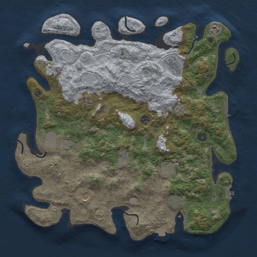 Rust Map: Procedural Map, Size: 4150, Seed: 999654123, 18 Monuments