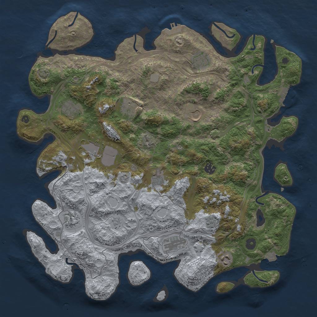 Rust Map: Procedural Map, Size: 4250, Seed: 1280877722, 19 Monuments