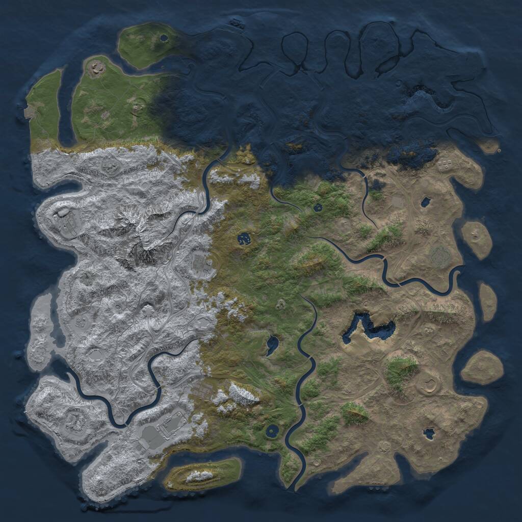 Rust Map: Procedural Map, Size: 6000, Seed: 1125897901, 17 Monuments