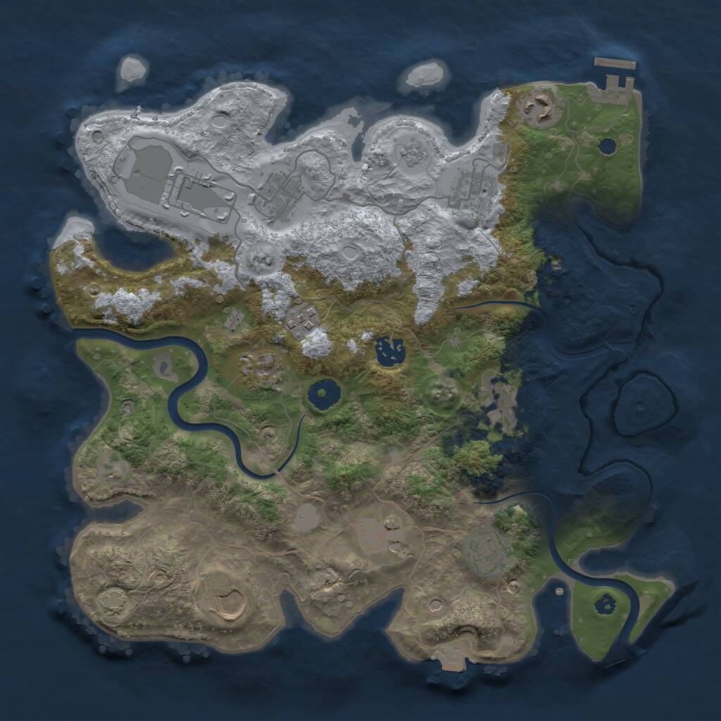 Rust Map: Procedural Map, Size: 3500, Seed: 1776464275, 16 Monuments