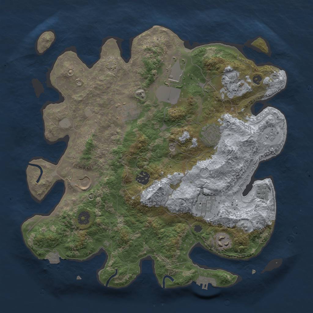 Rust Map: Procedural Map, Size: 3500, Seed: 5421825, 16 Monuments