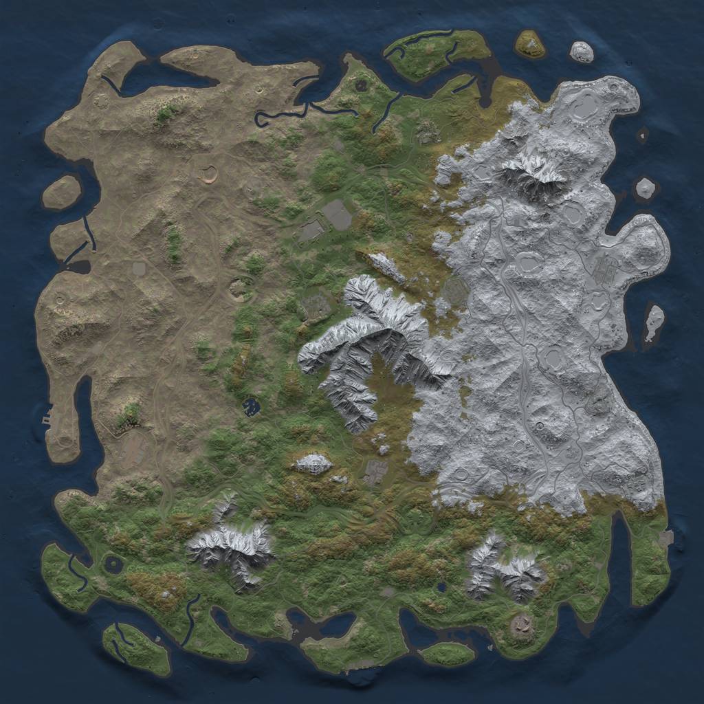 Rust Map: Procedural Map, Size: 6000, Seed: 2120358571, 19 Monuments