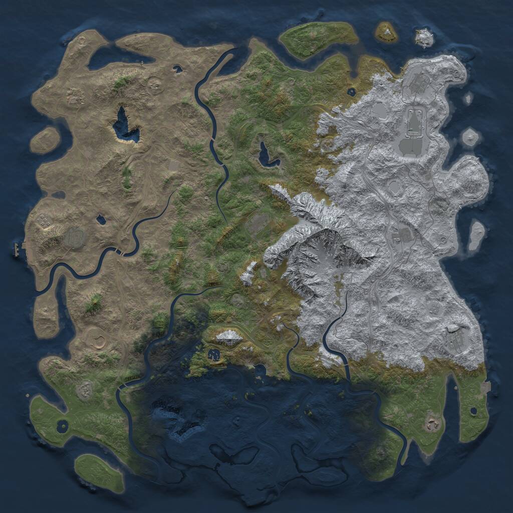 Rust Map: Procedural Map, Size: 6000, Seed: 2120358571, 17 Monuments