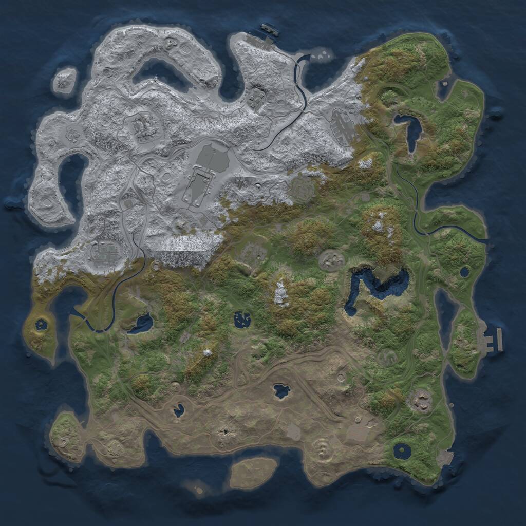 Rust Map: Procedural Map, Size: 4500, Seed: 434126543, 16 Monuments