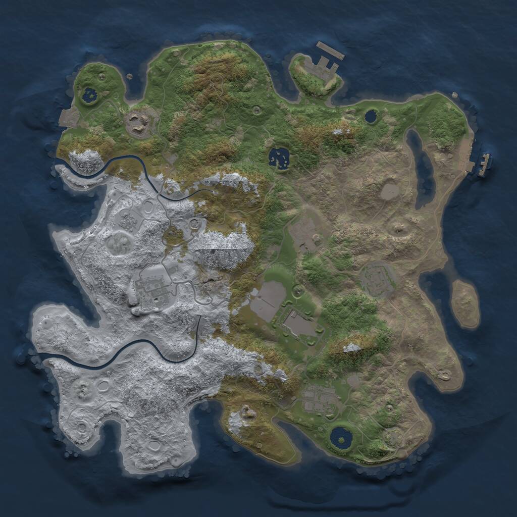 Rust Map: Procedural Map, Size: 3500, Seed: 1574384254, 13 Monuments