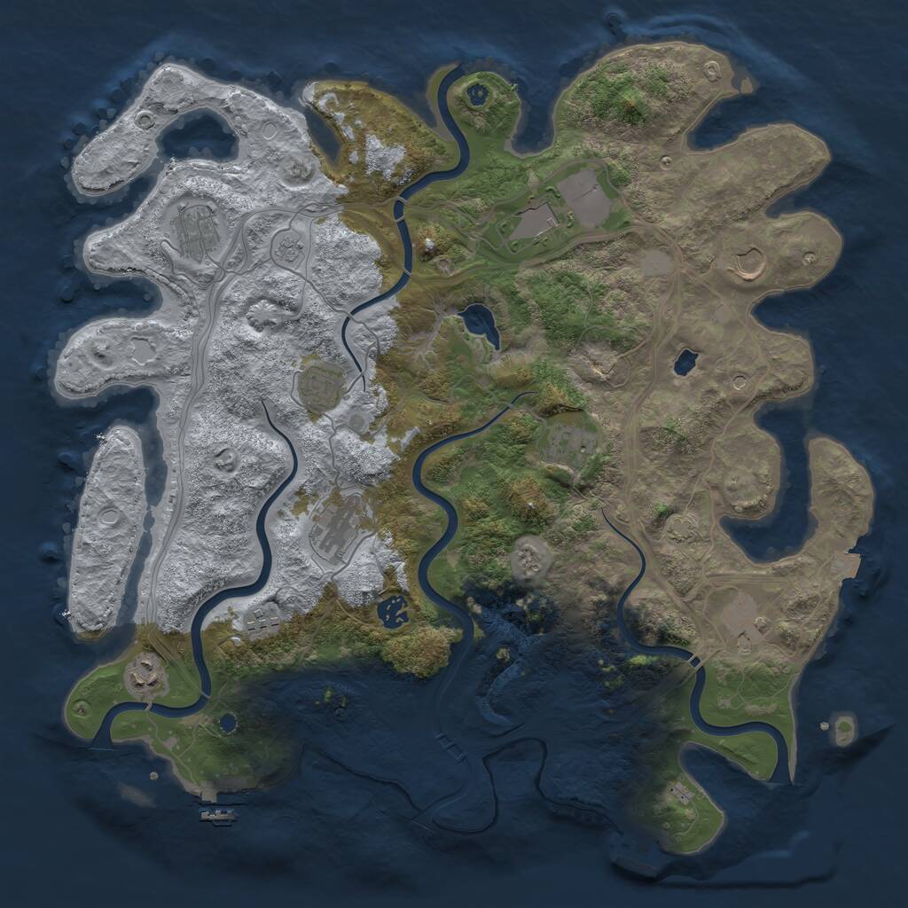 Rust Map: Procedural Map, Size: 4250, Seed: 851990715, 16 Monuments