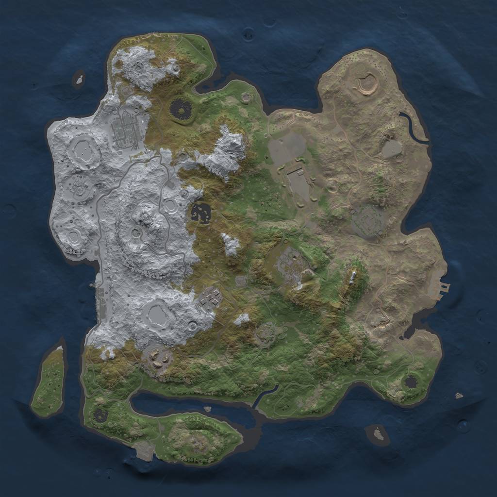 Rust Map: Procedural Map, Size: 3500, Seed: 961586444, 16 Monuments