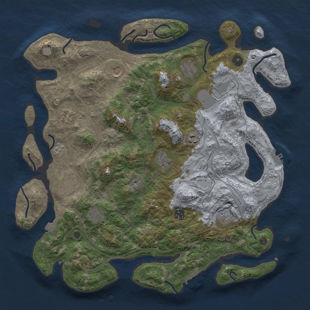 Rust Map: Procedural Map, Size: 4250, Seed: 1864711537, 19 Monuments