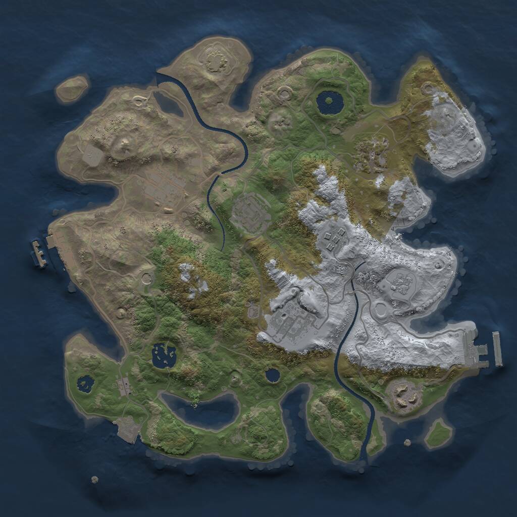 Rust Map: Procedural Map, Size: 3000, Seed: 1436001671, 13 Monuments