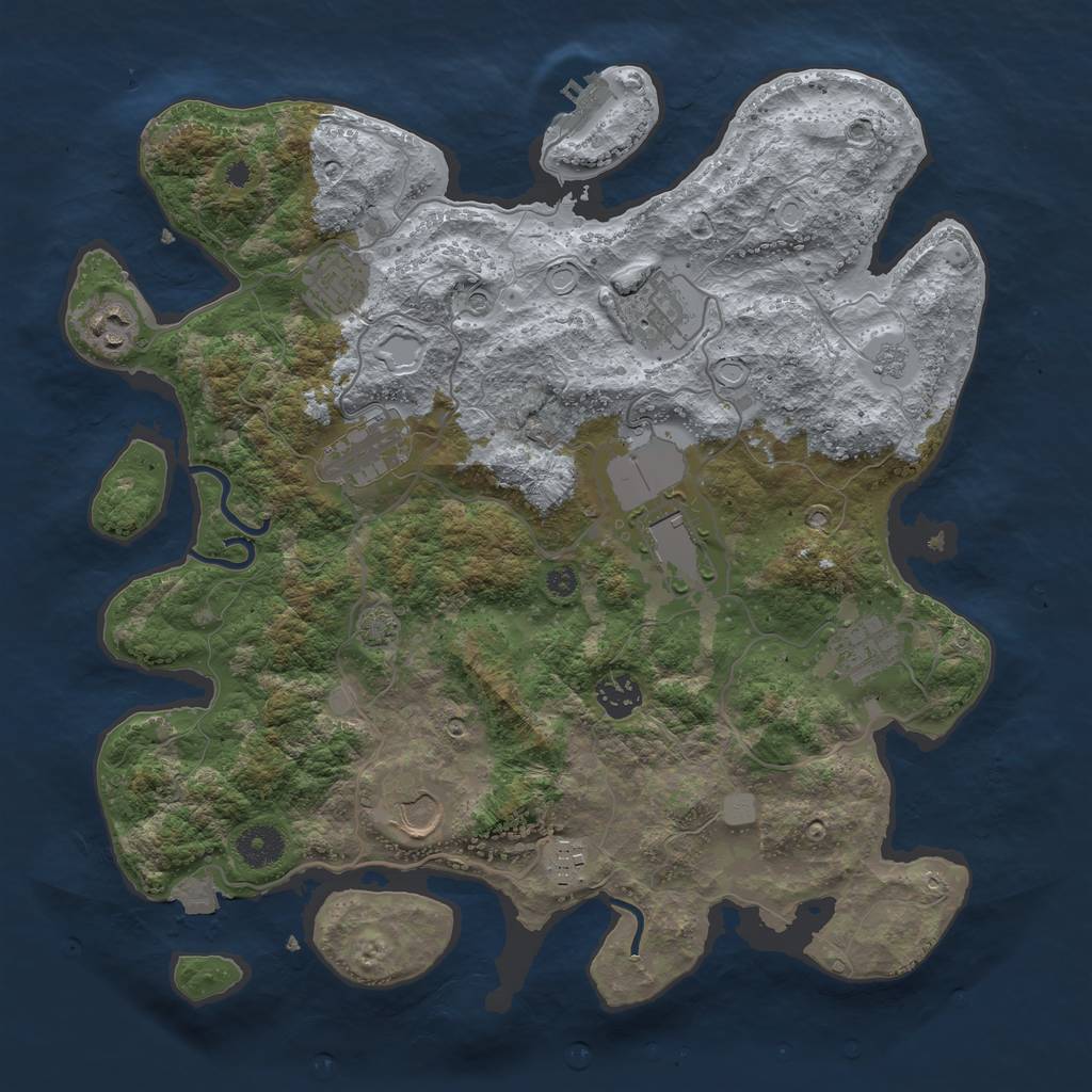 Rust Map: Procedural Map, Size: 3700, Seed: 75538185, 16 Monuments
