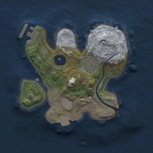 Thumbnail Rust Map: Procedural Map, Size: 2000, Seed: 69713469, 3 Monuments