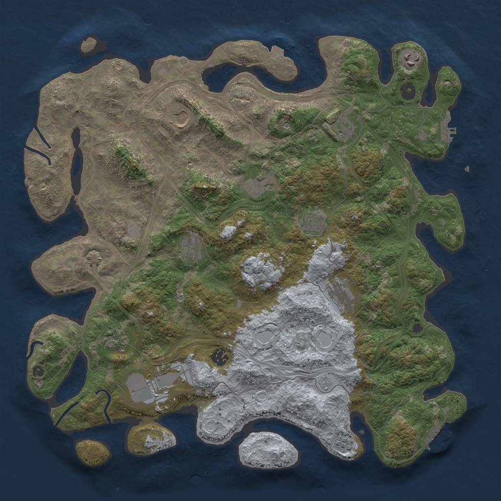 Rust Map: Procedural Map, Size: 4500, Seed: 5443411, 19 Monuments