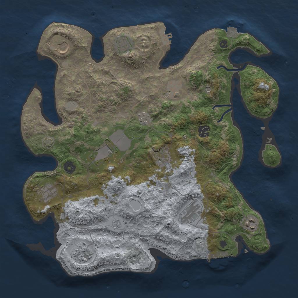 Rust Map: Procedural Map, Size: 3650, Seed: 69439963, 19 Monuments