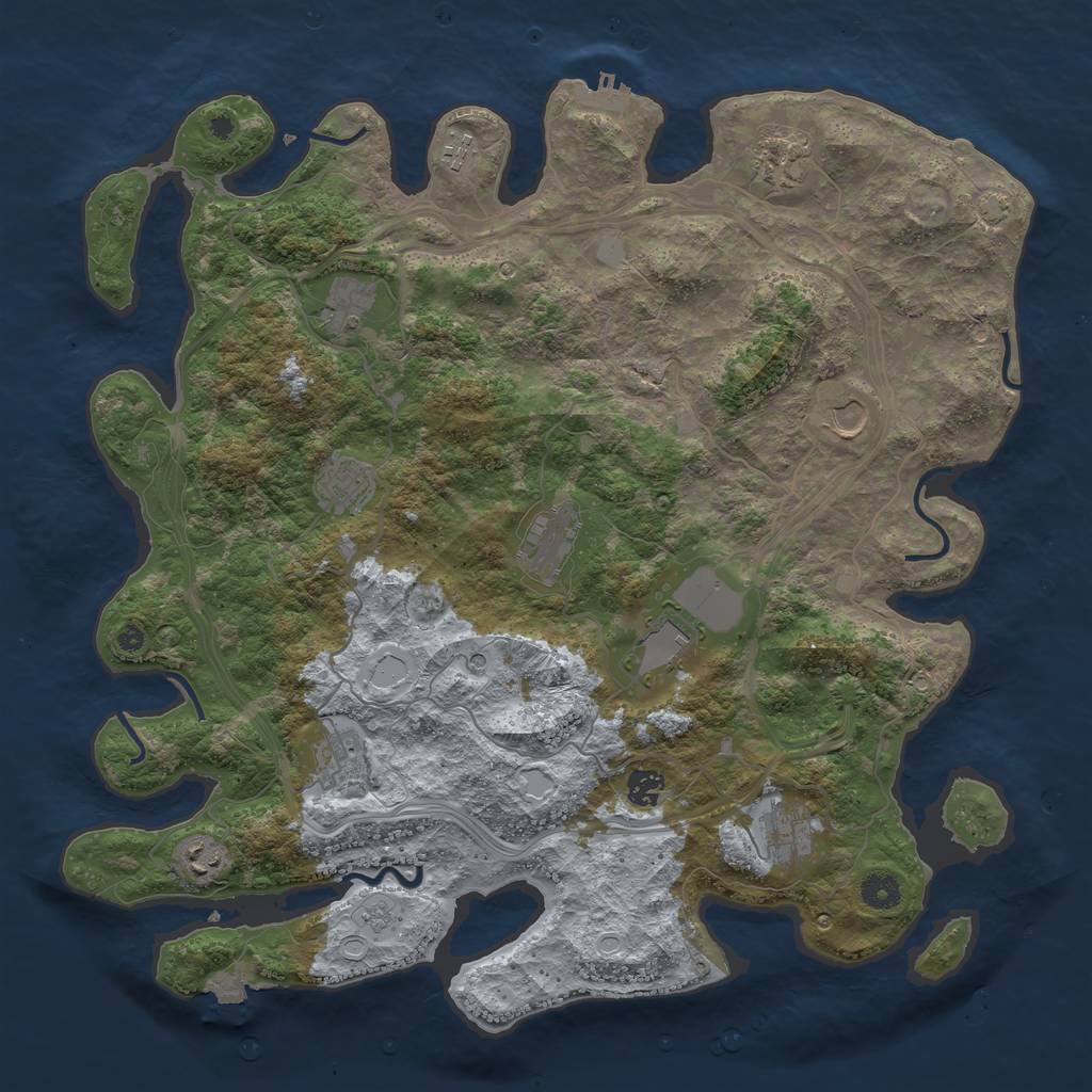 Rust Map: Procedural Map, Size: 4300, Seed: 49624790, 18 Monuments