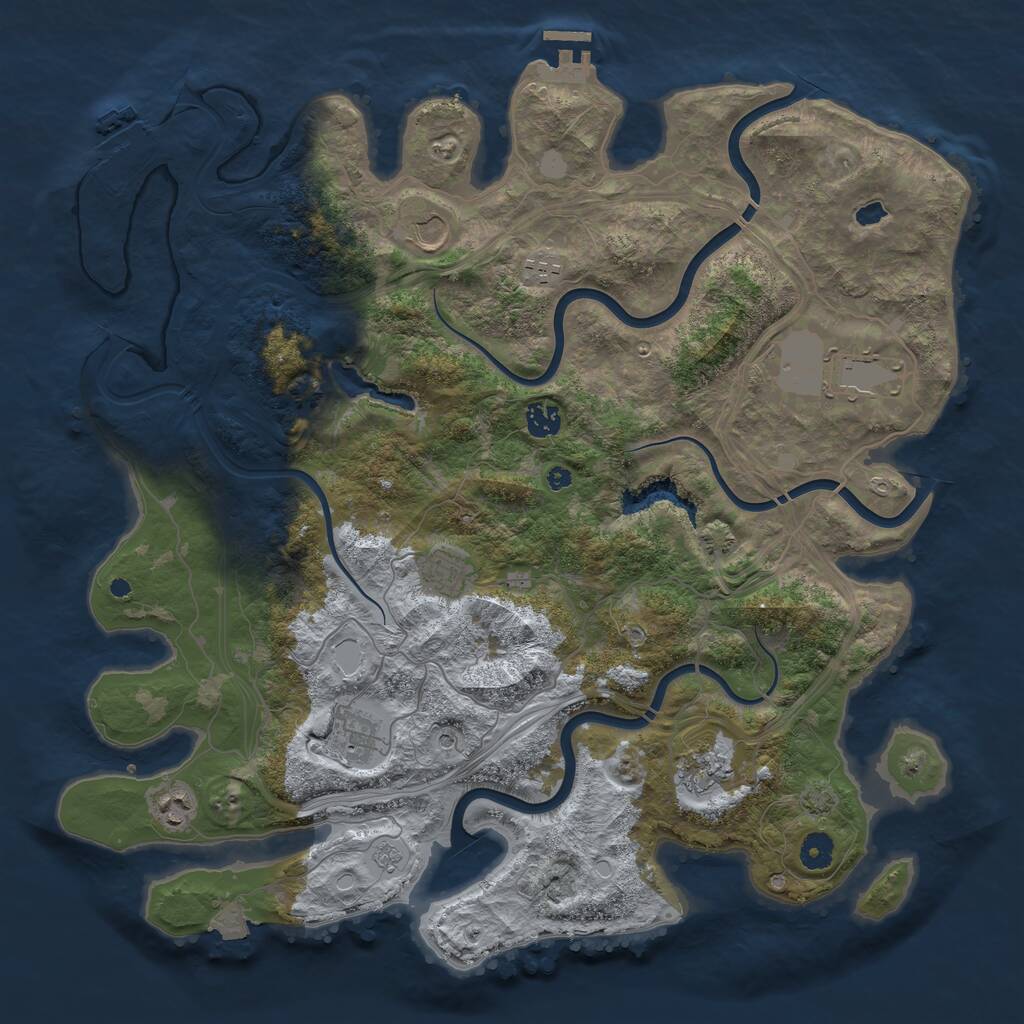 Rust Map: Procedural Map, Size: 4300, Seed: 49624790, 14 Monuments