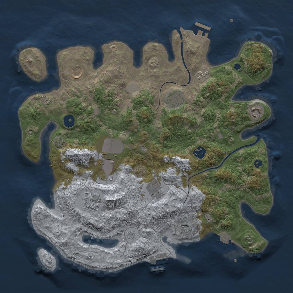 Rust Map: Procedural Map, Size: 3650, Seed: 642736955, 14 Monuments